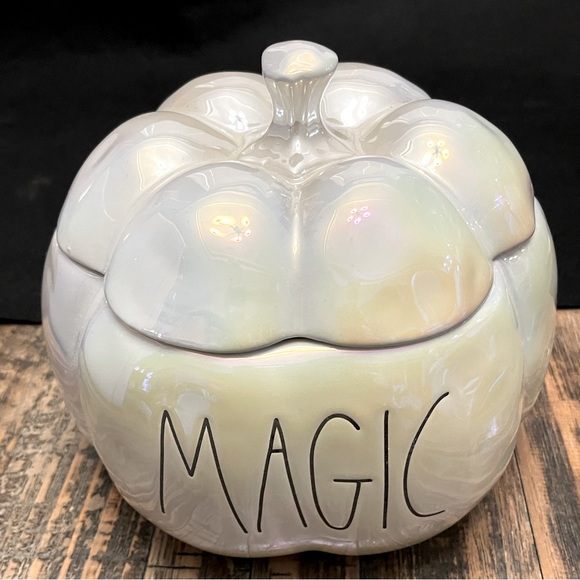 Rae Dunn Mother of Pearl “MAGIC” Pumpkin Canister - Picture 3 of 7